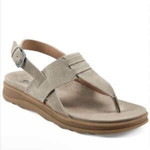 Earth’s Luciana Leather Thong Sandal Adjustable Ankle Strap: NWOT